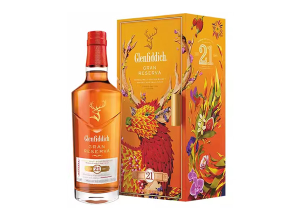 延边回收格兰菲迪21年700ml福鹿生花新年装福鹿呈祥新春礼盒装Glenfiddich苏格兰威士忌